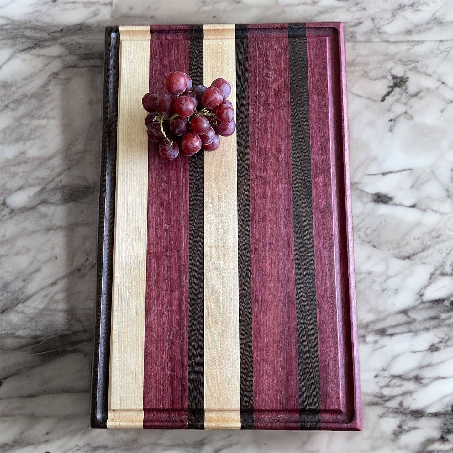 Purple Heart, Wenge, and Maple Edge Grain Cutting Board